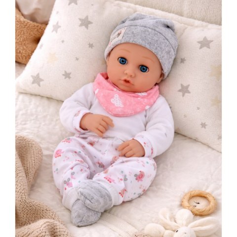 LALKA BOBAS REALISTYCZNA 28CM AKCESORIA DO KARMIENIA ŚLINIACZEK CZAPECZKA