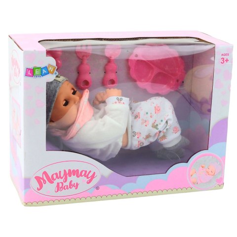 LALKA BOBAS REALISTYCZNA 28CM AKCESORIA DO KARMIENIA ŚLINIACZEK CZAPECZKA