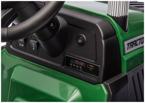 TRAKTOR NA AKUMULATOR DLA DZIECKA CH9959B 24V 2X120W PRZYCZEPA LED EVA PILOT