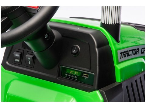 TRAKTOR NA AKUMULATOR DLA DZIECKA CH9959B 24V 2X120W PRZYCZEPA LED EVA PILOT