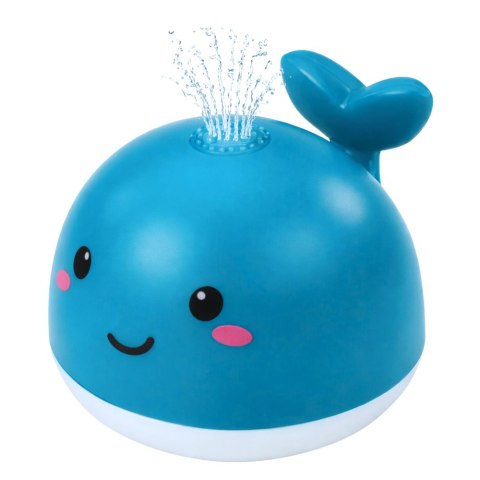 FONTANNA ZABAWKA DO KĄPIELI PRYSKAJĄCY WIELORYB ŚWIECĄCY LED NIEBIESKI