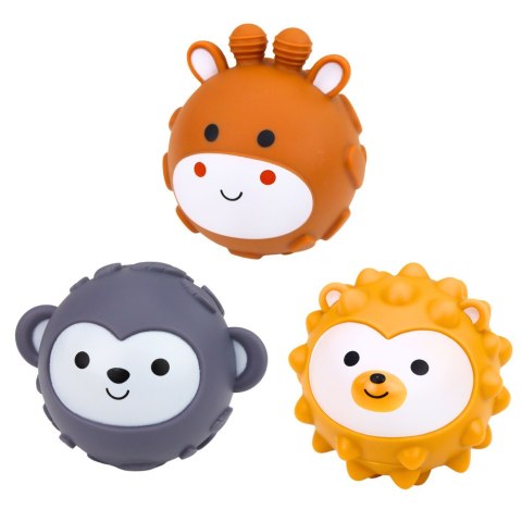 ZESTAW SENSORYCZNY DLA NIEMOWLĄT 3W1 GUMOWE KLOCKI PIŁKI WIEŻA PIRAMIDKA