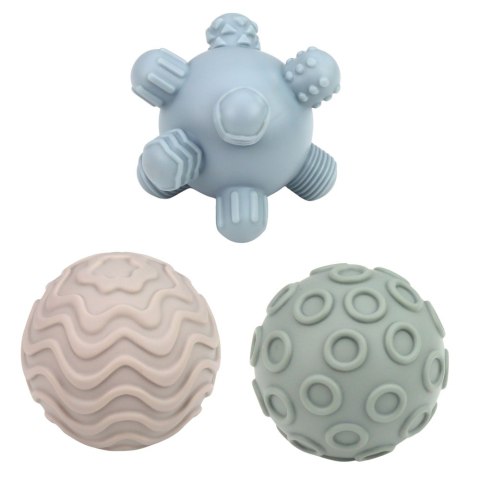 ZESTAW SENSORYCZNY DLA NIEMOWLĄT 3W1 GUMOWE KLOCKI PIŁKI WIEŻA PIRAMIDKA