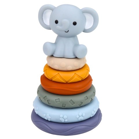 ZESTAW SENSORYCZNY DLA NIEMOWLĄT 3W1 GUMOWE KLOCKI PIŁKI WIEŻA PIRAMIDKA