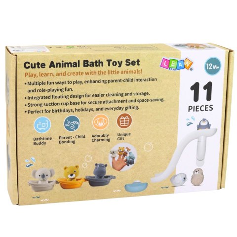 ZESTAW ZABAWEK DO KĄPIELI ZWIERZĄTKA W ŁODECZKACH ZJEŻDŻALNIA NA PRZYSSAWKI