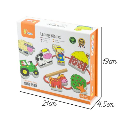 DREWNIANA PRZEPLATANKA KLOCKI FARMA DO NAWLEKANIA MONTESSORI EDUKACYJNE