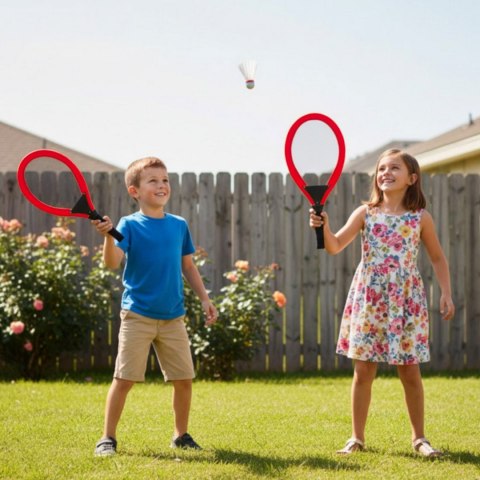 DUŻE RAKIETKI DO TENISA BADMINTON DLA DZIECI ZESTAW PIŁKA LOTKA MOTORYCZNE