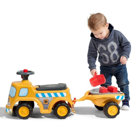 FALK Jeździk Ciężarówka Budowlana JCB z Przyczepą i Akcesoriami 1-3 Lat