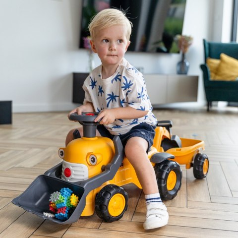 FALK Jeździk Traktor Komatsu z Łyżką Koparką i Przyczepą od 1-3 Lat