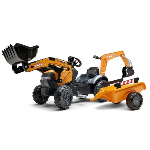 FALK Traktor na Pedały CASE z Łyżką Koparką i Przyczepą 2-5 lat