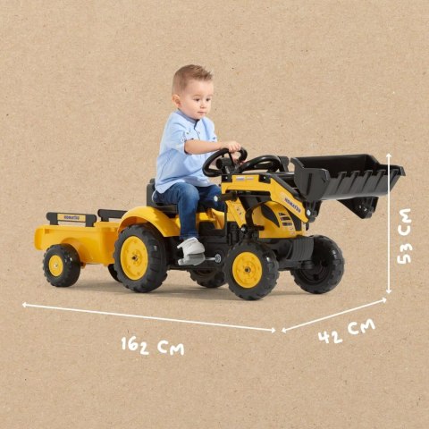 FALK Traktor na Pedały Koparka Komatsu z Przyczepą i Łyżką 2-5 Lat