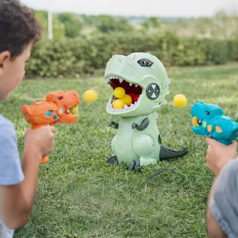 GRA ZRĘCZNOŚCIOWA GŁODNY DINOZAUR STRZELANIE DO CELU 2 PISTOLETY NA KULKI