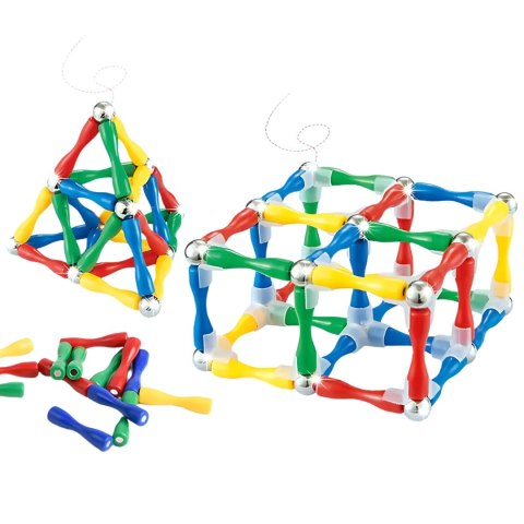 KLOCKI MAGNETYCZNE KONSTRUKCYJNE 3D 128 EL. XXL EDUKACYJNE KREATYWNE TRWAŁE
