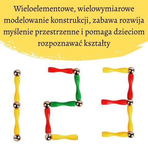 KLOCKI MAGNETYCZNE KONSTRUKCYJNE 3D 128 EL. XXL EDUKACYJNE KREATYWNE TRWAŁE