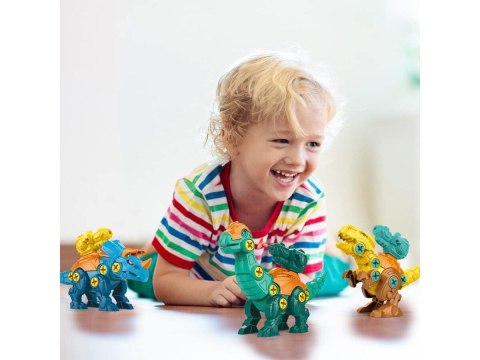 Klocki Konstrukcyjne DINOZAURY Do Skręcania I Rozkręcania Kuferek Wkrętarka Strzałki
