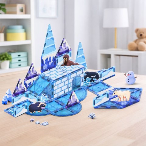 KLOCKI MAGNETYCZNE KONSTRUKCYJNE LODOWA KRAINA FIGURKI ZWIERZAT ZESTAW 44EL
