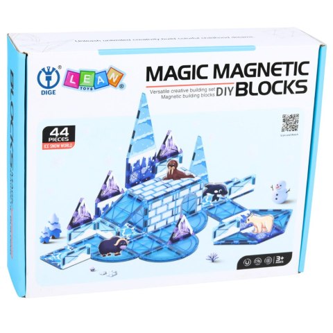KLOCKI MAGNETYCZNE KONSTRUKCYJNE LODOWA KRAINA FIGURKI ZWIERZAT ZESTAW 44EL