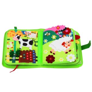 MIĘKKA KSIĄŻECZKA TABLICA FILCOWA EDUKACYJNA MONTESSORI FARMA 20 AKTYWNOŚCI