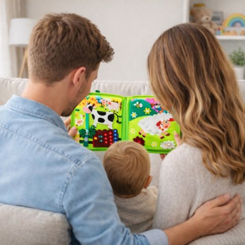 MIĘKKA KSIĄŻECZKA TABLICA FILCOWA EDUKACYJNA MONTESSORI FARMA 20 AKTYWNOŚCI