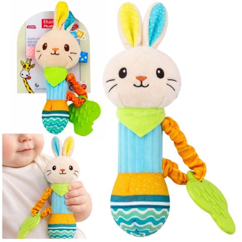 Pluszowa Grzechotka Zajączek Z Gryzakiem i Piszczałką Dla Niemowląt