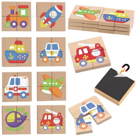 UKŁADANKA DREWNIANA MAGNETYCZNE POJAZDY CERTYFIKAT FSC DLA DZIECI