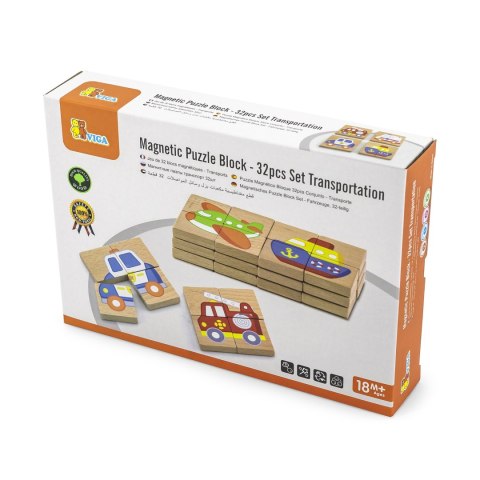 UKŁADANKA DREWNIANA MAGNETYCZNE POJAZDY CERTYFIKAT FSC DLA DZIECI