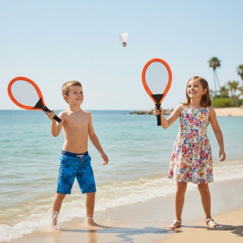 WOOPIE Duże Rakietki do Tenisa Badminton dla Dzieci Zestaw + Piłka Lotka