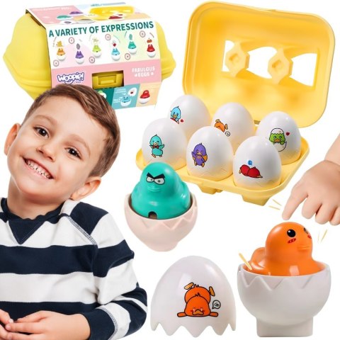 WOOPIE Układanka Sorter Montessori Dopasuj Kształty Zabawne Kurczaczki Jajka 6szt