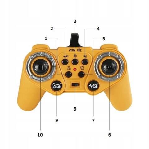 WÓZEK WIDŁOWY ZDALNIE STEROWANY 1:24 FUNKCJE PARA DŹWIĘKI ŚWIATŁA PILOT 2.4G