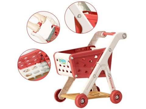 WÓZEK SKLEPOWY KOSZYK NA ZAKUPY OWOCE WARZYWA PRODUKTY ZESTAW 26 EL. CZERWONY