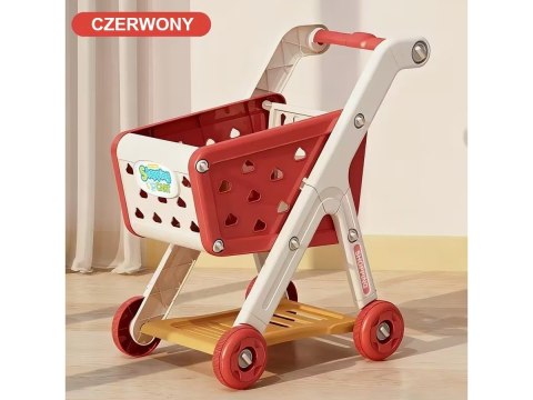 WÓZEK SKLEPOWY KOSZYK NA ZAKUPY OWOCE WARZYWA PRODUKTY ZESTAW 26 EL. CZERWONY