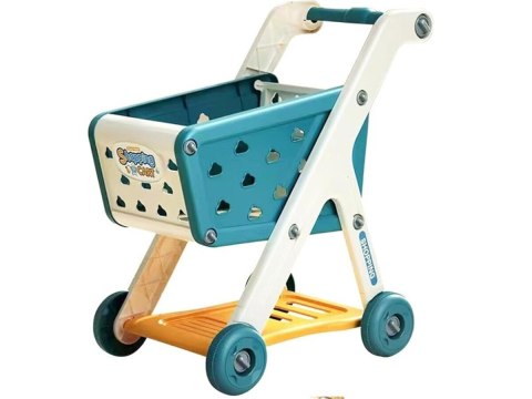 WÓZEK SKLEPOWY KOSZYK NA ZAKUPY OWOCE WARZYWA PRODUKTY ZESTAW 26 EL. NIEBIESKI