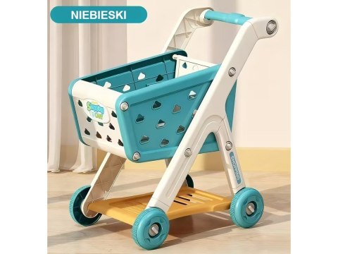 WÓZEK SKLEPOWY KOSZYK NA ZAKUPY OWOCE WARZYWA PRODUKTY ZESTAW 26 EL. NIEBIESKI