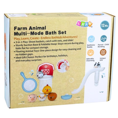 ZESTAW ZABAWEK DO KĄPIELI ZWIERZĘTA DOMOWE FARMA ZJEŻDŻALNIA ŁOWIENIE 10EL.