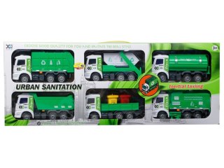 SAMOCHODY CIĘŻAROWE ZESTAW 6 SZT. TIR WYWROTKA ŚMIECIARKA BECZKOWÓZ ZAMIATARKA