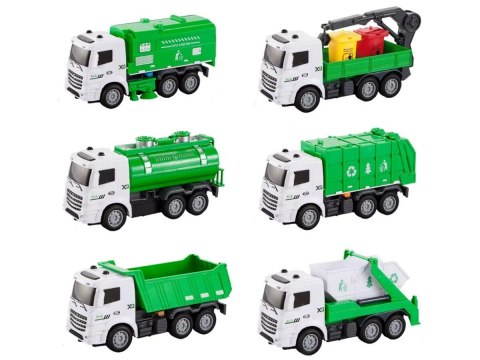 SAMOCHODY CIĘŻAROWE ZESTAW 6 SZT. TIR WYWROTKA ŚMIECIARKA BECZKOWÓZ ZAMIATARKA