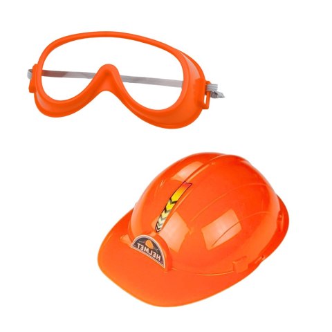 PIŁA ŁAŃCUCHOWA NA BATERIE PILARKA DLA DZIECI ZESTAW NARZĘDZI DŹWIĘKI KASK