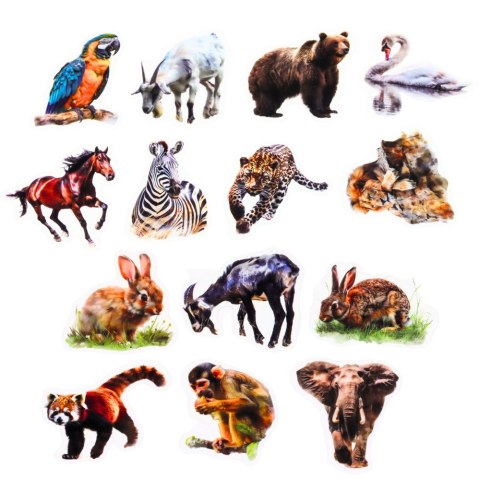 Zestaw Naklejki Z Dzikimi Zwierzętami Śliskie Przeźroczyste 50 szt.
