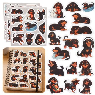 Zestaw Naklejki Z Jamnikami Do Ozdabiania Różne Motywy 54 szt.