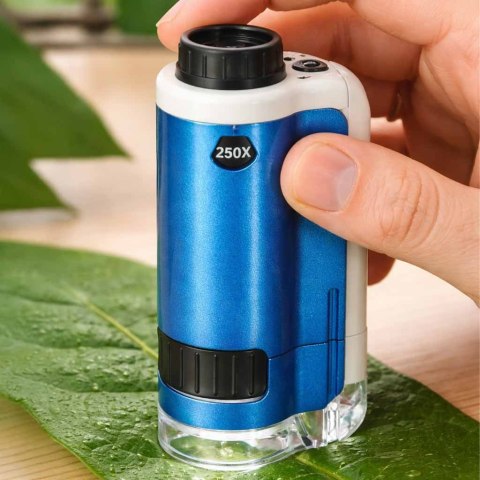MIKROSKOP KIESZONKOWY EDUKACYJNY DLA DZIECI POWIĘKSZENIE 100X250X POKROWIEC