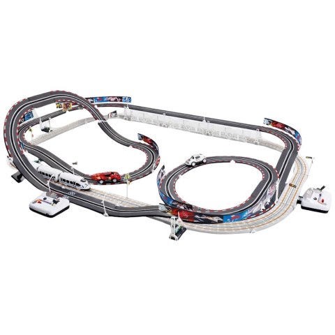 OGROMNY TOR WYŚCIGOWY 2W1 DLA 2 AUTEK KOLEJKA ELEKTRYCZNA WYŚCIGI 20KM/H 2 PĘTLE