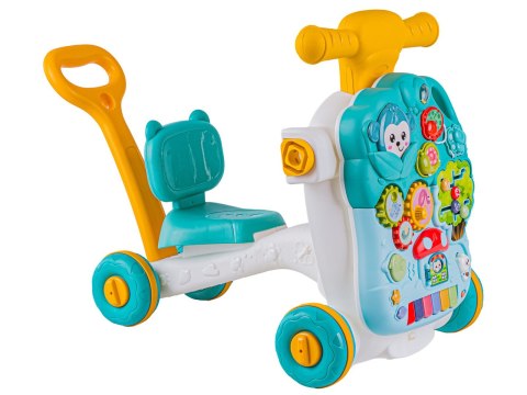 PCHACZ CHODZIK JEŹDZIK STOLIK EDUKACYJNY 4W1 DŹWIĘKI PIANINKO RUCHOME EL. NIEBIESKI