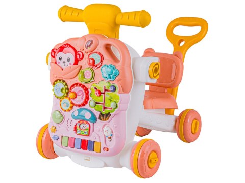 PCHACZ CHODZIK JEŹDZIK STOLIK EDUKACYJNY 4W1 DŹWIĘKI PIANINKO RUCHOME EL. RÓŻOWY