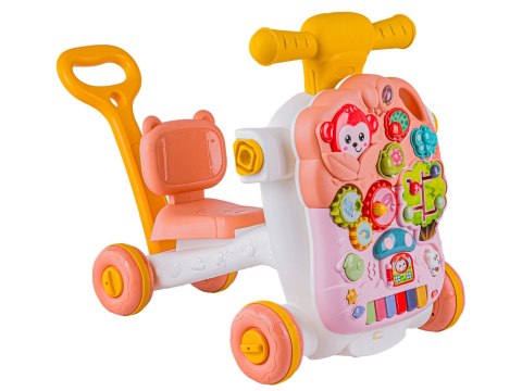 PCHACZ CHODZIK JEŹDZIK STOLIK EDUKACYJNY 4W1 DŹWIĘKI PIANINKO RUCHOME EL. RÓŻOWY