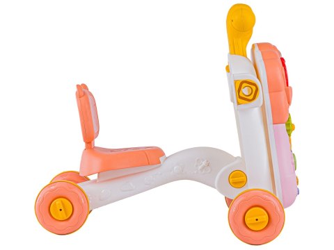 PCHACZ CHODZIK JEŹDZIK STOLIK EDUKACYJNY 4W1 DŹWIĘKI PIANINKO RUCHOME EL. RÓŻOWY