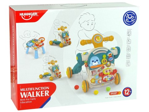 PCHACZ EDUKACYJNY 4W1 HULAJNOGA STOLIK ROWER PIANINKO ODPINANY PANEL NIEBIESKI