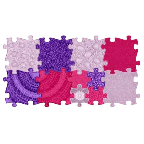WOOPIE Mata Sensoryczna Ortopedyczna Puzzle 11 el. - Kolor Różowy/Fioletowy