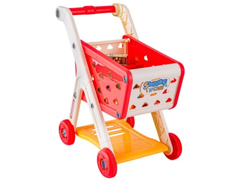 WÓZEK SKLEPOWY KOSZYK NA ZAKUPY OWOCE WARZYWA PRODUKTY ZESTAW 26 EL. CZERWONY