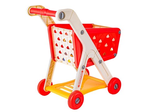 WÓZEK SKLEPOWY KOSZYK NA ZAKUPY OWOCE WARZYWA PRODUKTY ZESTAW 26 EL. CZERWONY