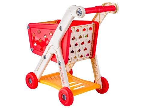 WÓZEK SKLEPOWY KOSZYK NA ZAKUPY OWOCE WARZYWA PRODUKTY ZESTAW 26 EL. CZERWONY
